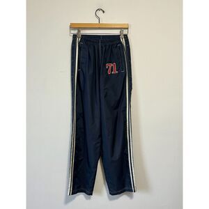 2000s Y2K Navy Snap Off Stripe Track Pants Number Disney World Zip Pockets XS/S